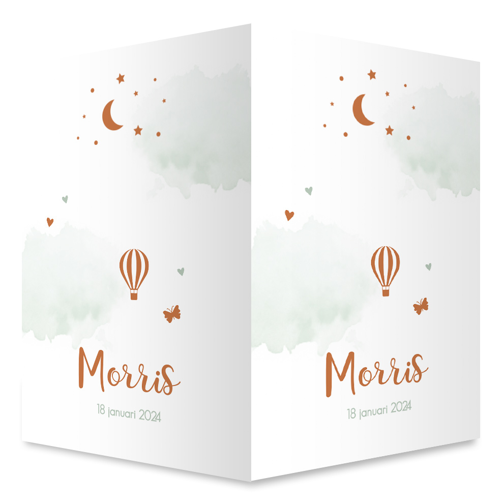 Geboortebord jongen wolken luchtballon