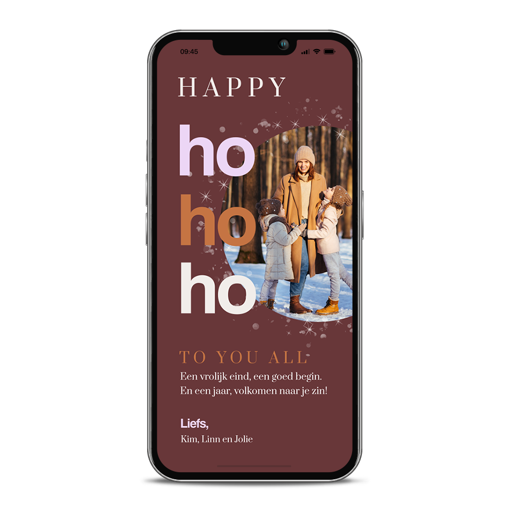 Digitale kerstkaart met foto happy ho ho ho to you all