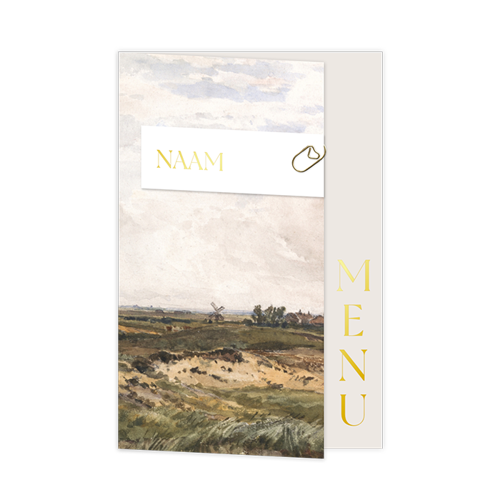 Menukaart mapje bruiloft met schilderij