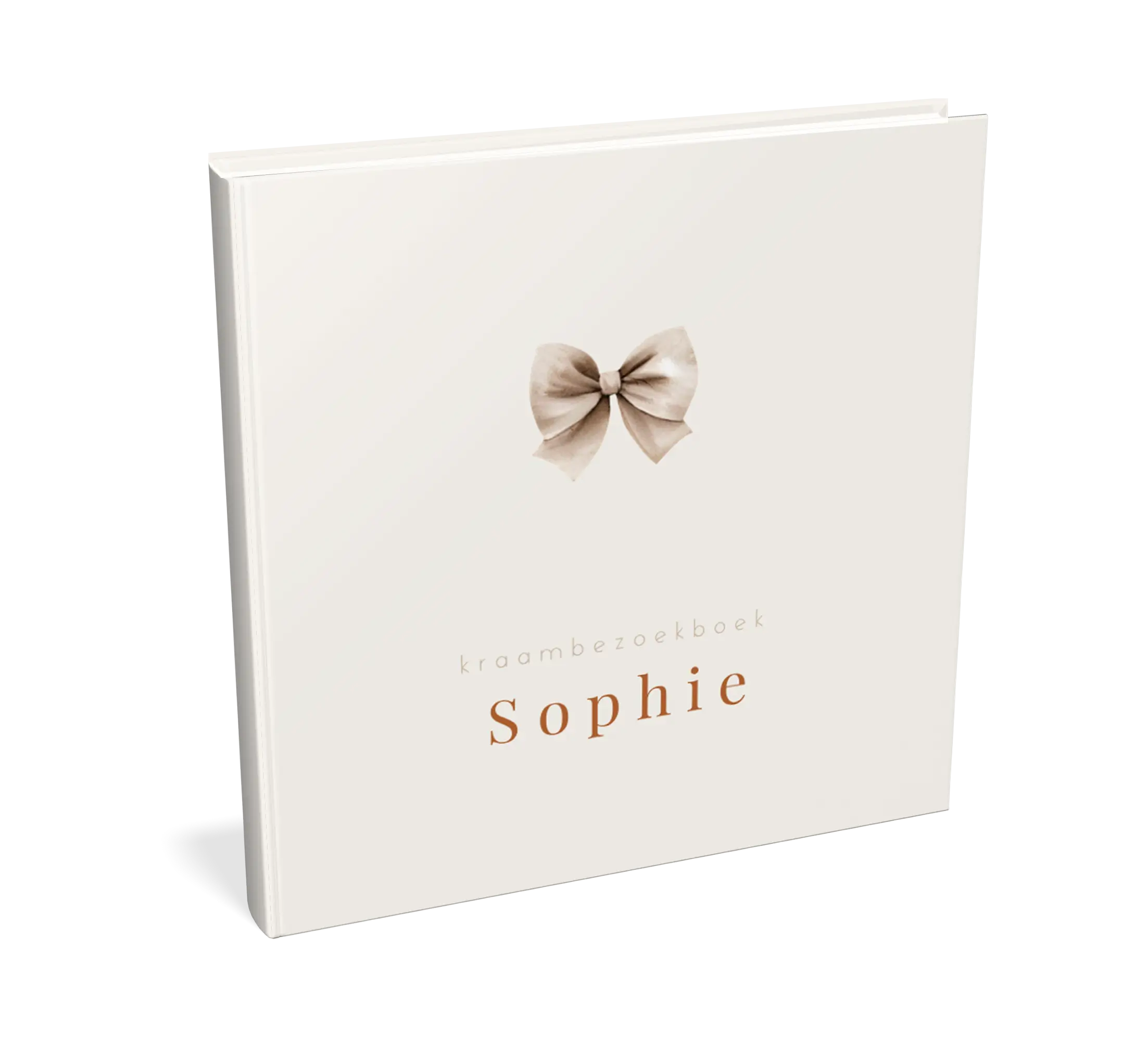 Kraambezoekboek beige met bruine strik - met invulpagina's