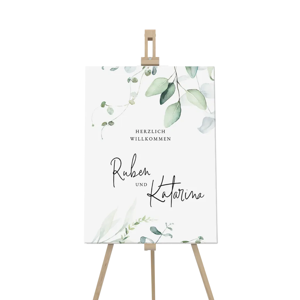 Willkommensschild Reboard mit kunstvollem Schriftzug