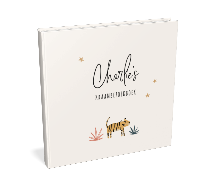 Kraambezoekboek met maan, sterren en tijger