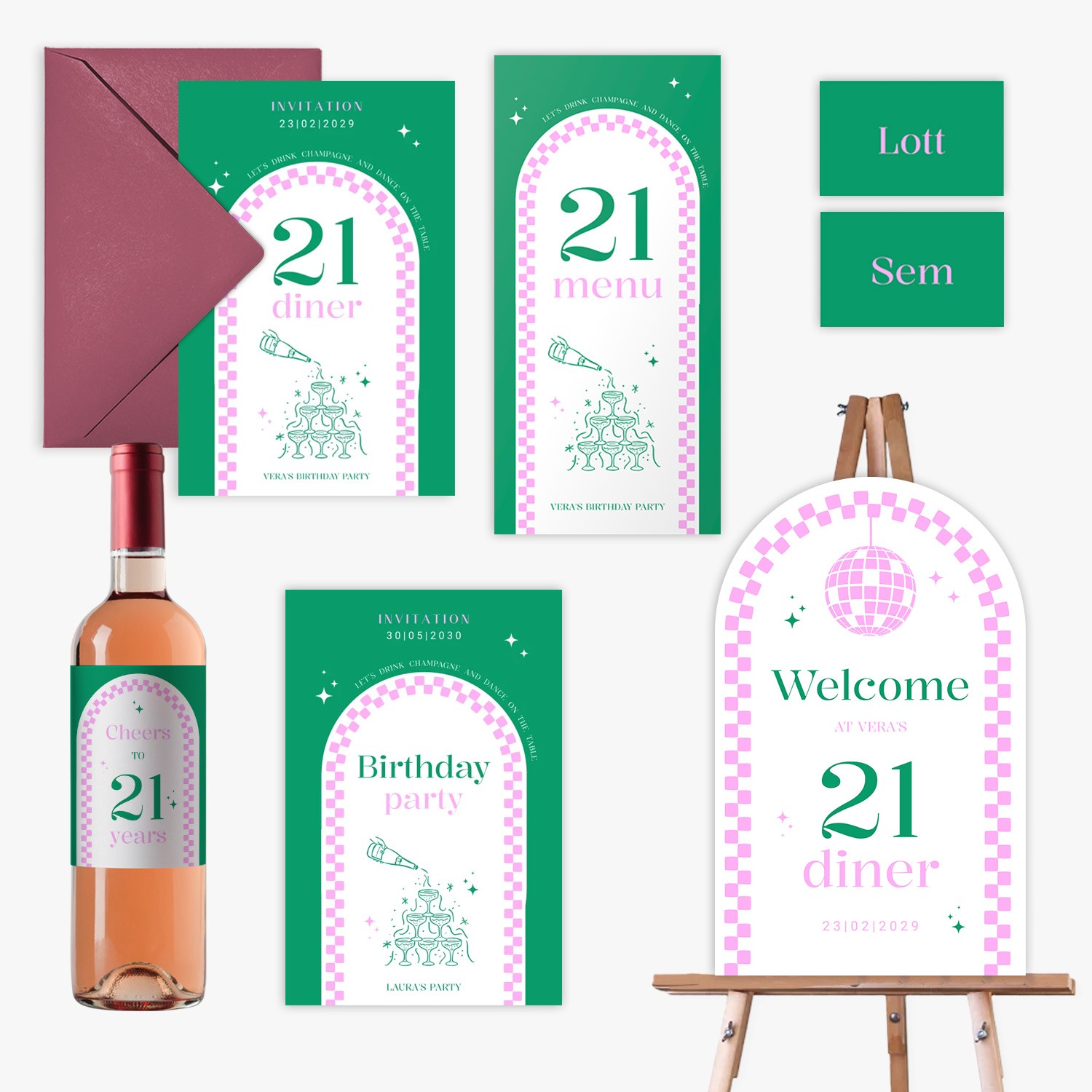 doorlink 21 diner set pop the champagne