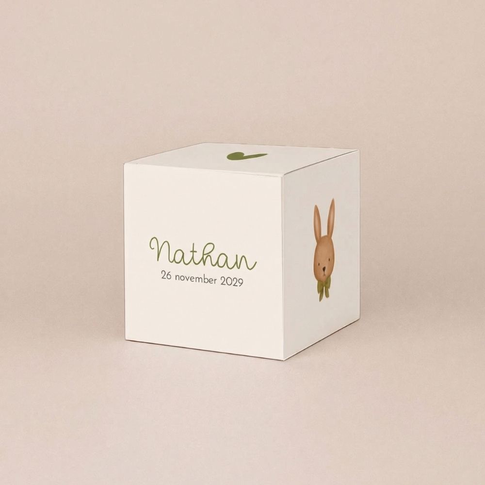 Doopsuiker doosje jongen konijn strik