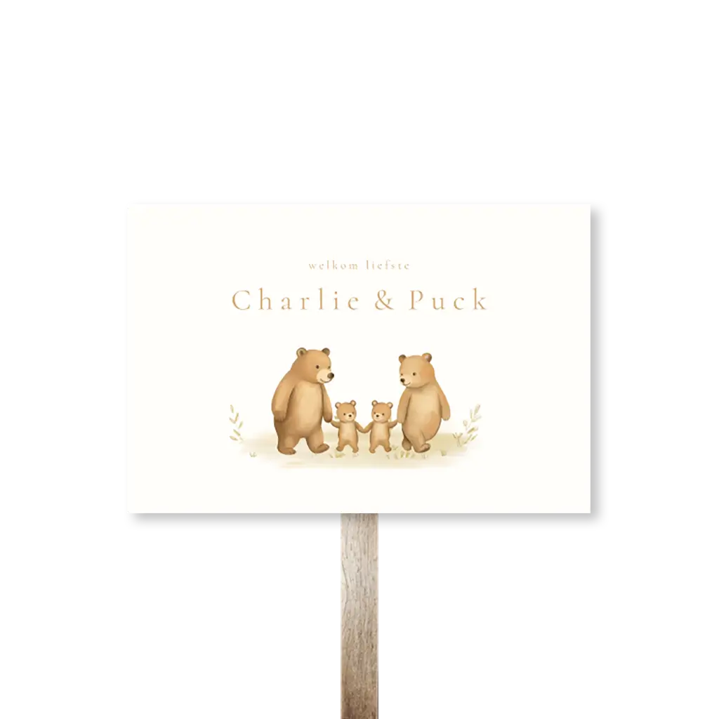 Tuinbord tweeling met berenfamilie