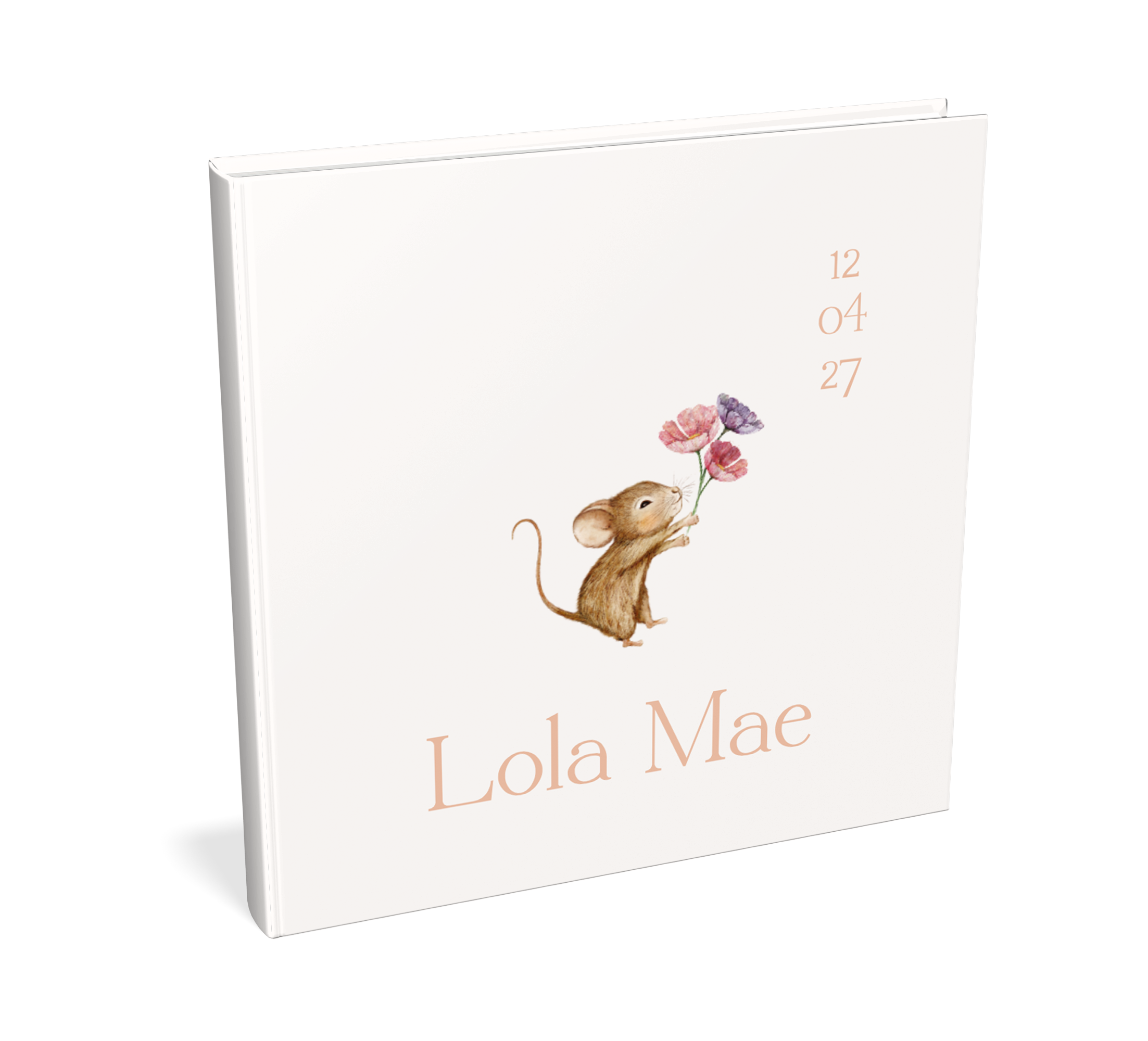 Kraambezoekboek met illustratie muisje en bloemen