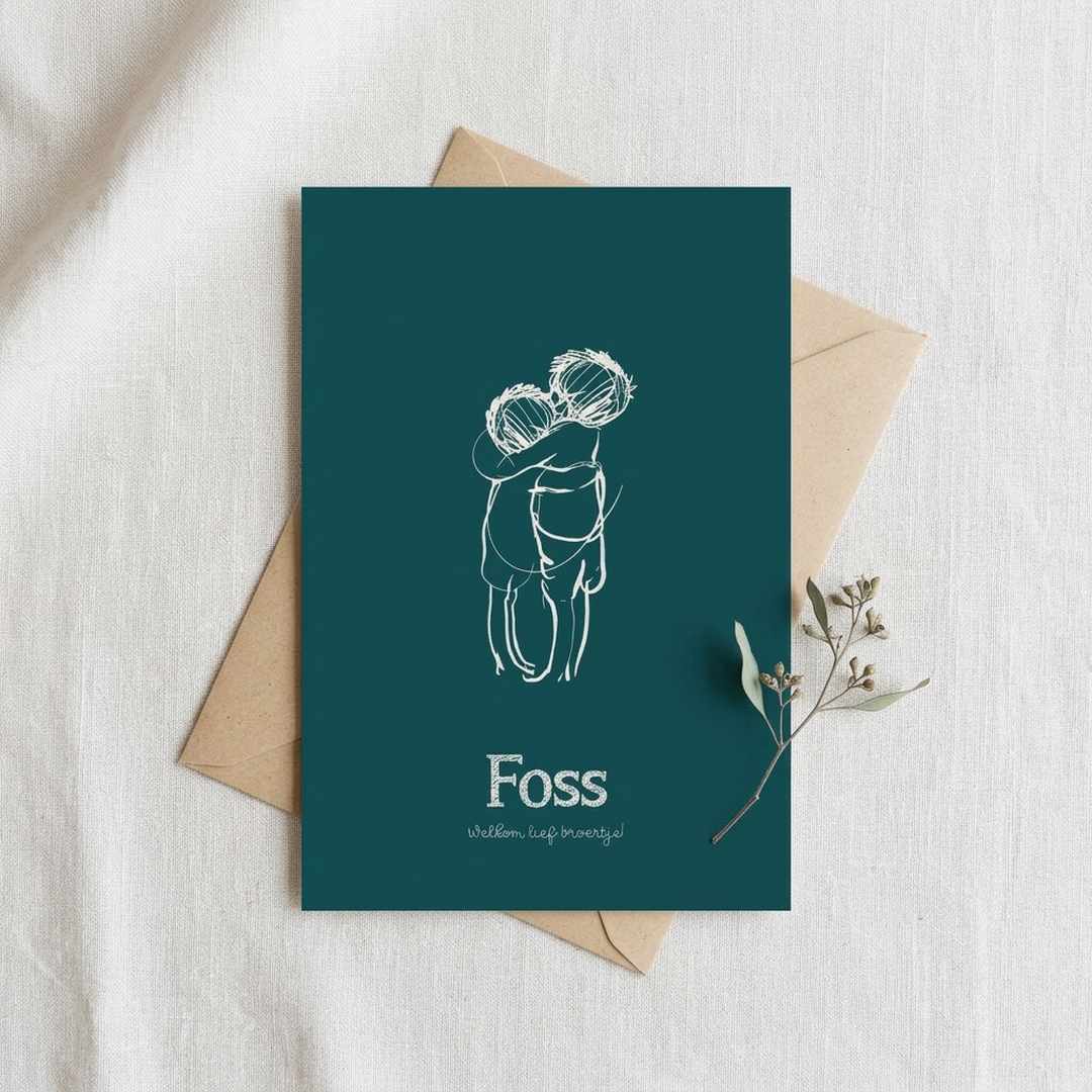 Geboortekaartje twee knuffelende broertjes