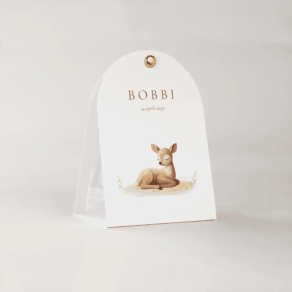 Doopsuiker snoepzakje wit met hertje