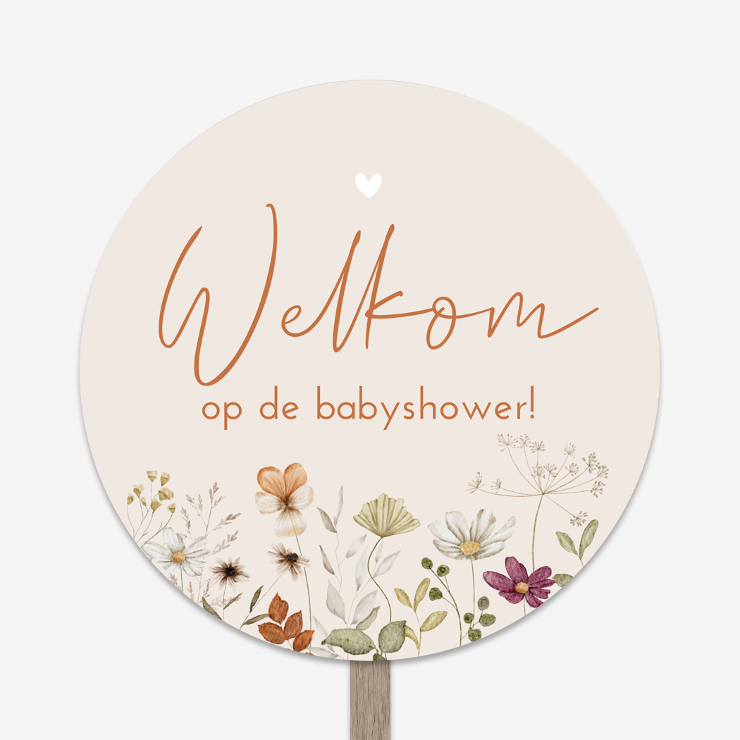 Welkomstbord Babyshower Feest Bloemetjes Beige