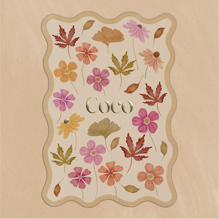 Geboortekaartje Golfvorm Bloemen herfstbladeren