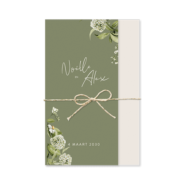Groene trouwkaart als drieluik mapje 