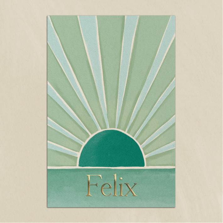 Geboortekaartje Zonnestralen Groen tinten