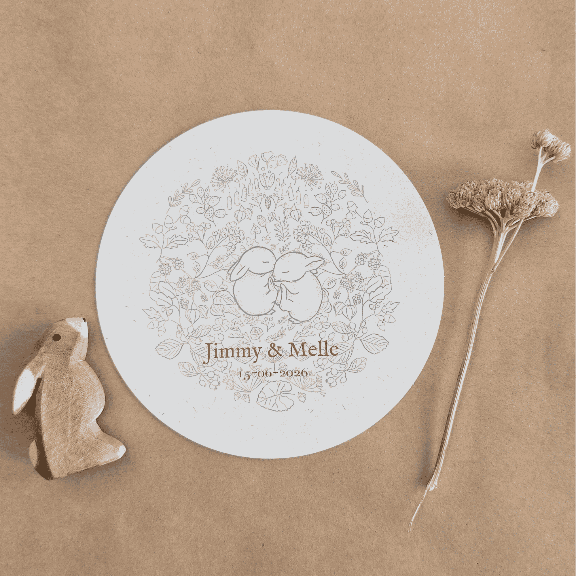 TWEELING GEBOORTEKAARTJE MET KONIJNTJES