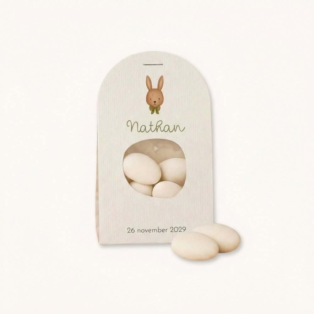 Doopsuiker wikkel jongen konijn strik