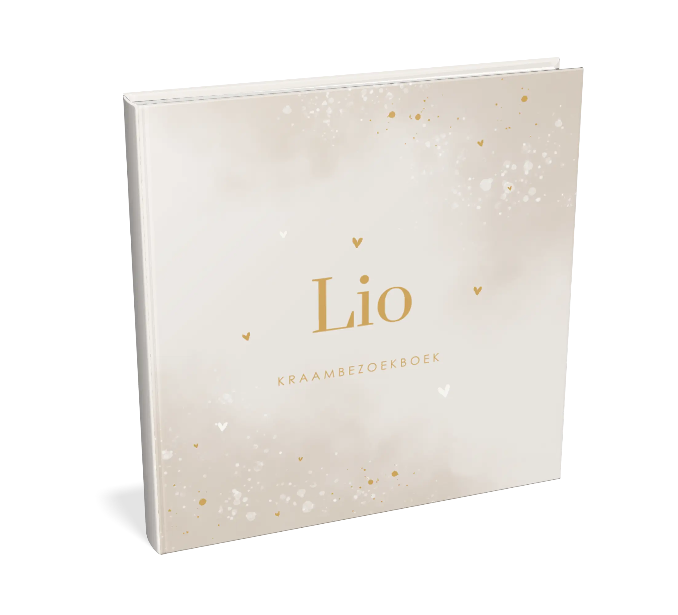 Kraambezoekboek beige watercolour met hartjes - met invulpagina's