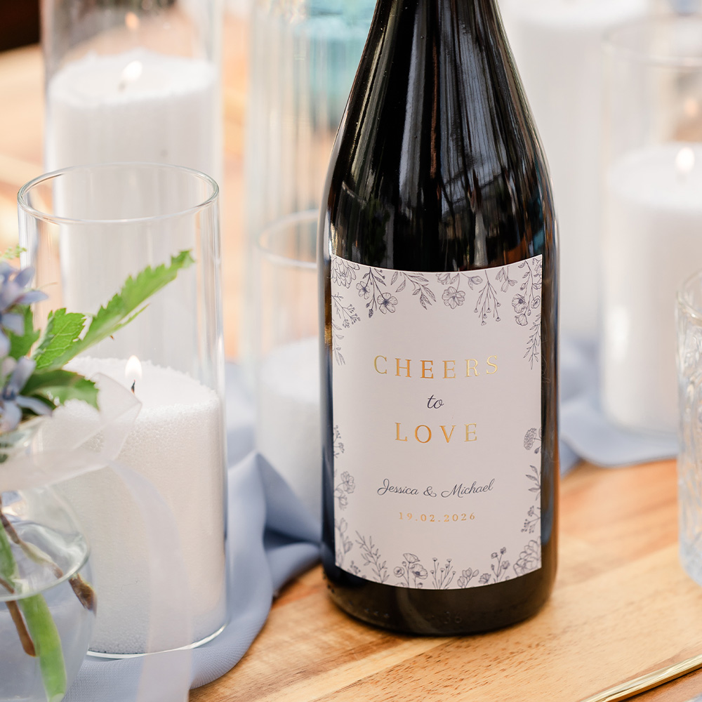 Wijnetiket staand 8x11 Elegant Bloom