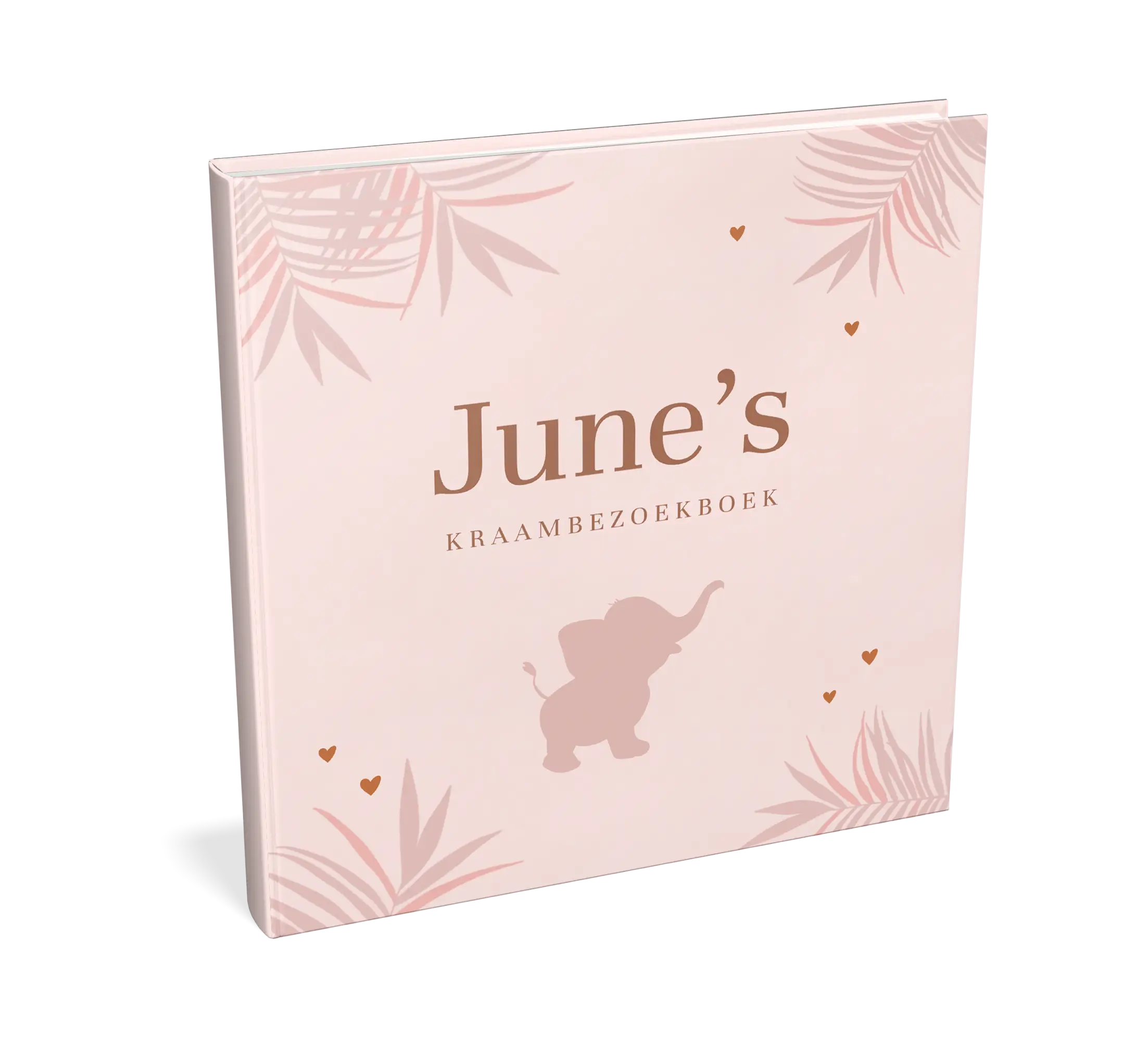 Lichtroze kraambezoekboek met olifantje - met invulpagina's