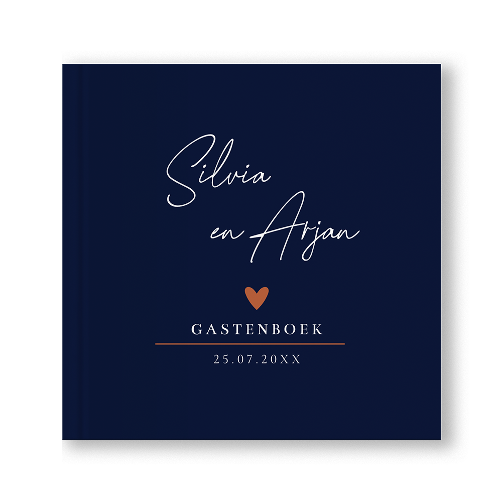 Gastenboek donkerblauw stijlvol typografie