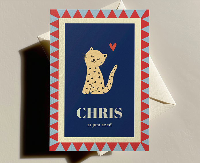 Geboortekaartje luipaard patroon jongen