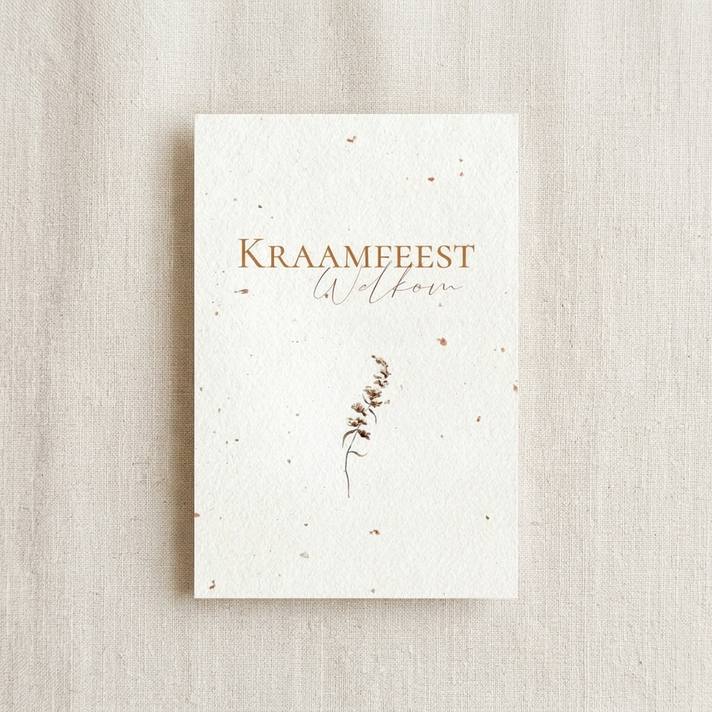 Kraamfeest kaartje veldbloem gevlekte achtergrond