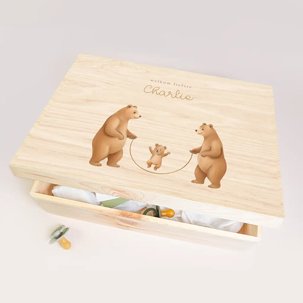Memorybox met berenfamilie en springtouw