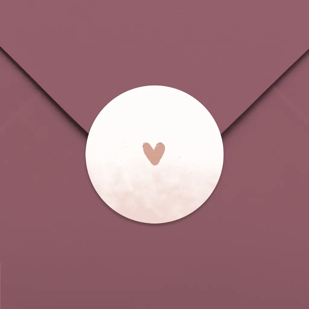 Sluitsticker met roze watercolour en hartje - per 25 stuks