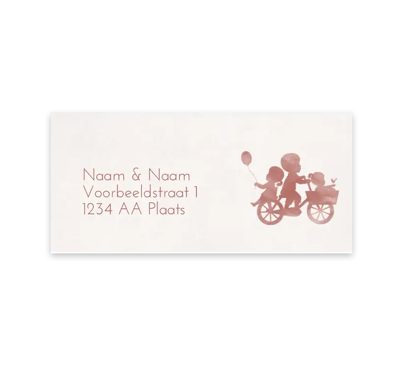 Adresstickers met silhouetjes op fiets