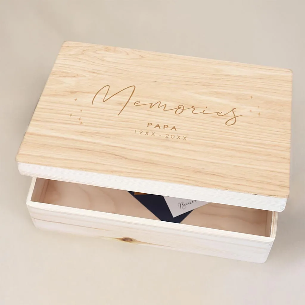Houten Memorybox overlijden met naam - memories papa