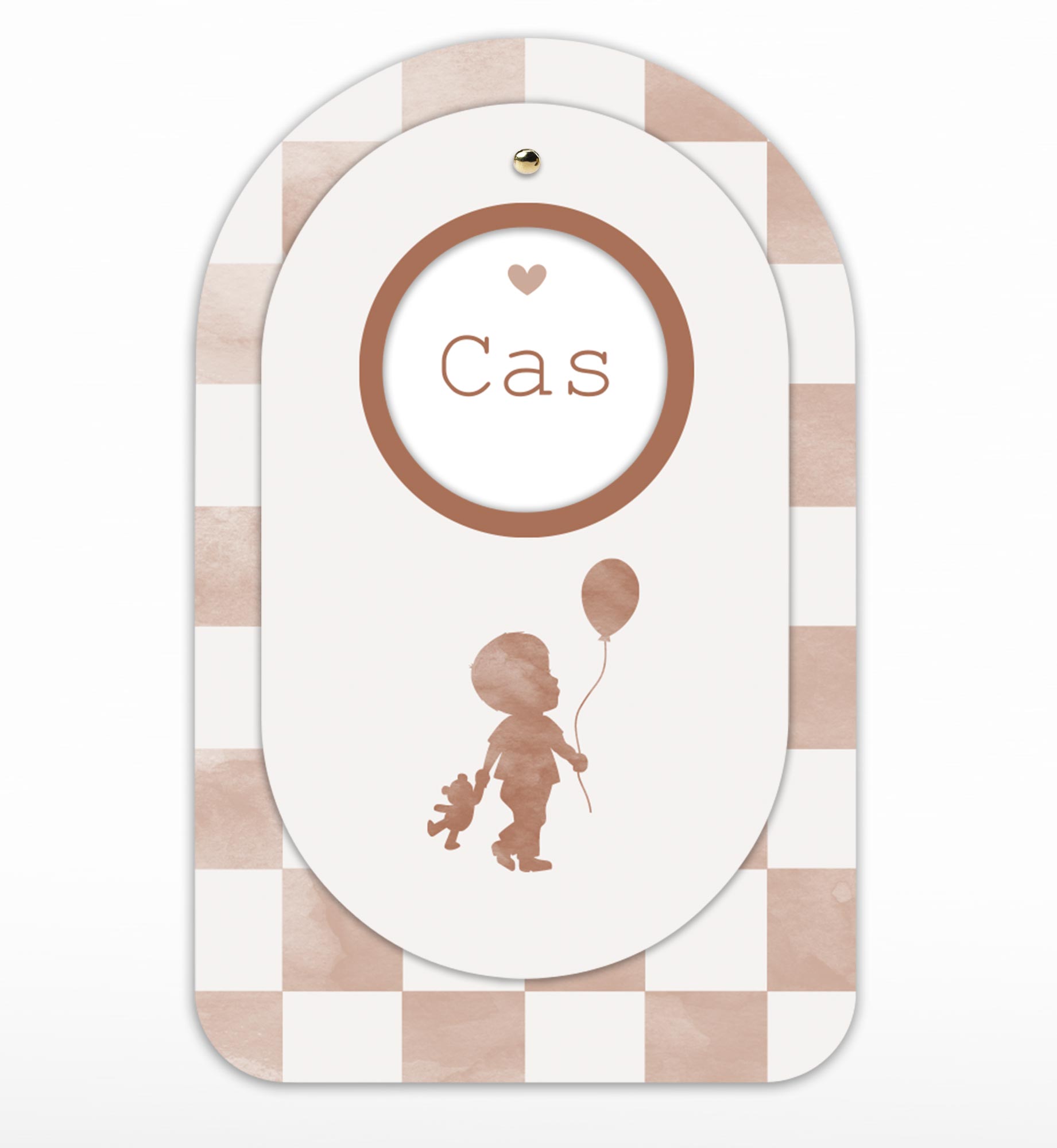 Tweedelig geboortekaartje met jongen silhouet en door kijkje