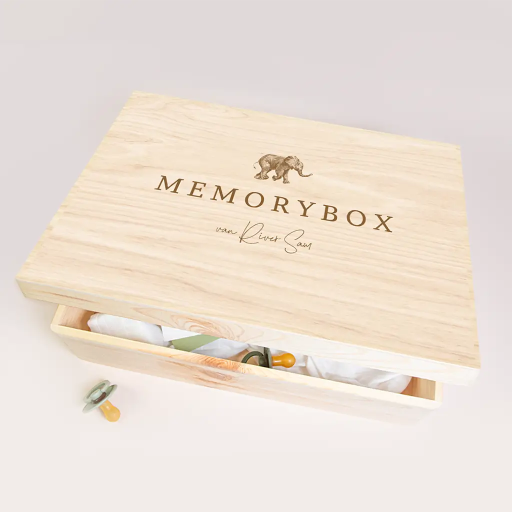 Memorybox jungle-stijl met olifant