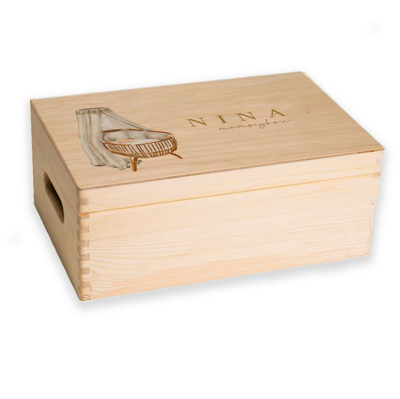 Memorybox geboorte illustratie wiegje