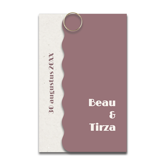 2-delige trouwkaart met golvende rand en kraft effect