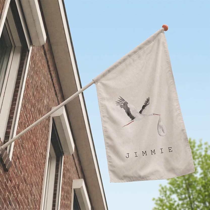Geboortevlag neutraal ooievaar