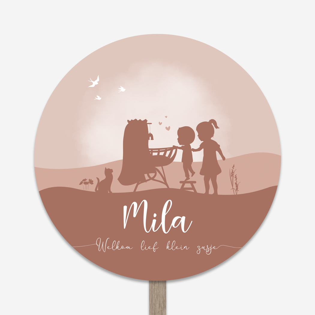 Tuinbord Rond Wiegje Poes Meisje