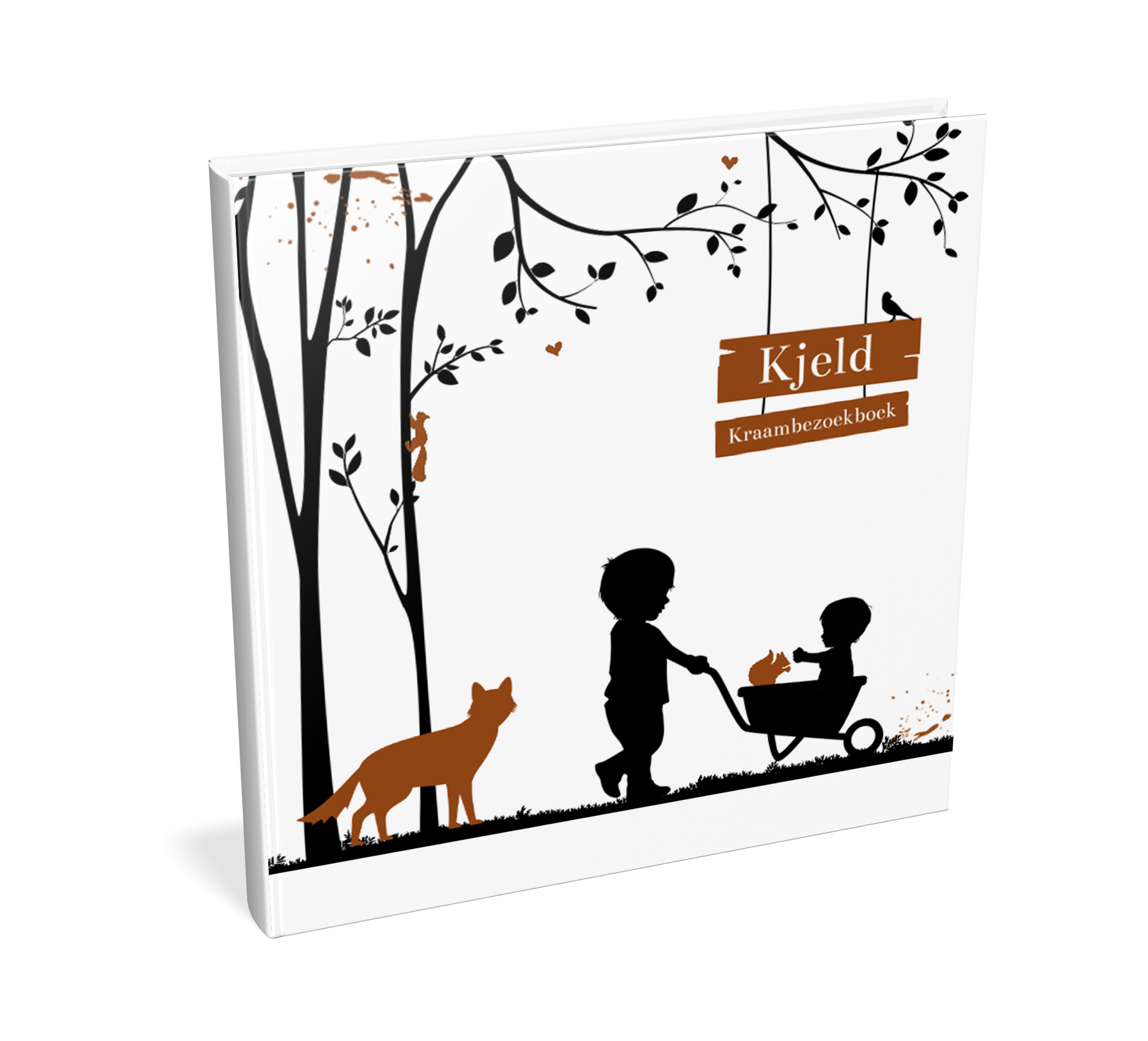 Lief kraambezoekboek met silhouetjes van grote broer met broertje