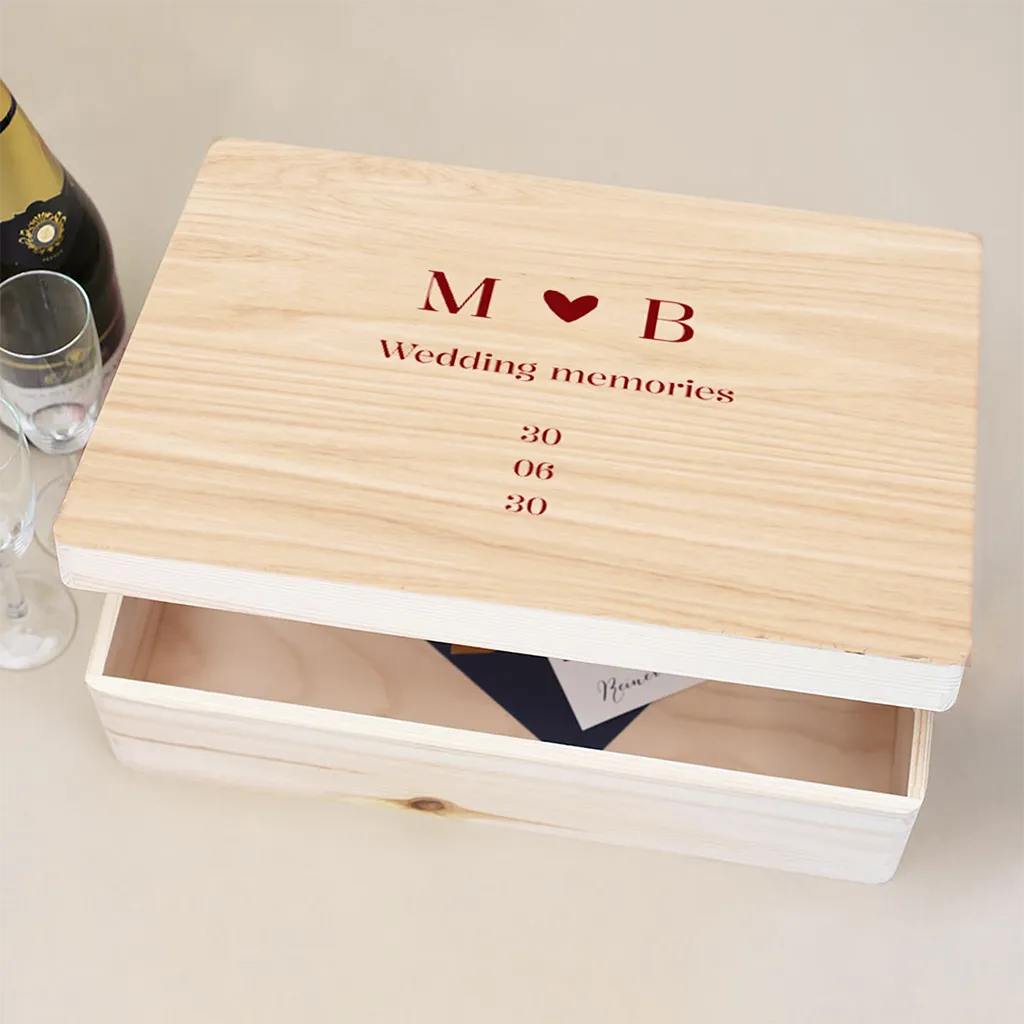 Erinnerungsbox zur Hochzeit mit Cherry Coded Schrift
