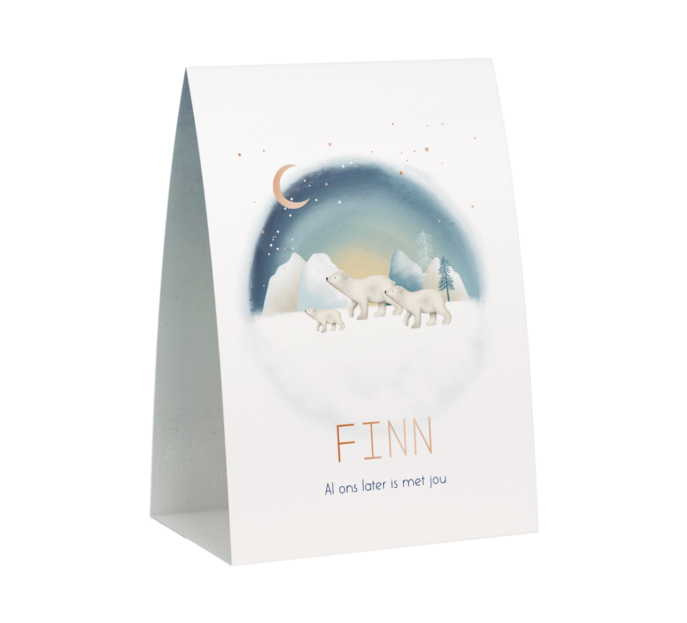 Tent geboortekaartje met ijsberen en hoogglans