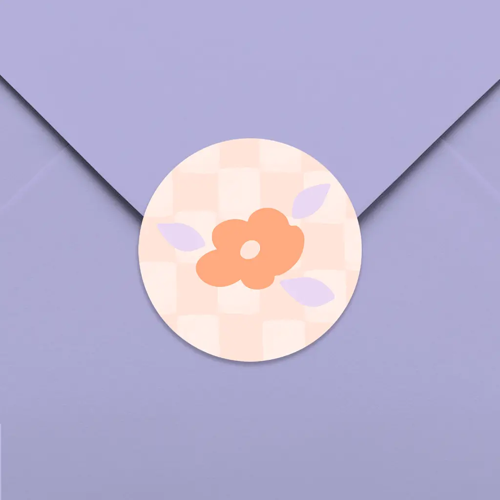 Sluitsticker vrolijk colorblocking bloemetje - per 25 stuks