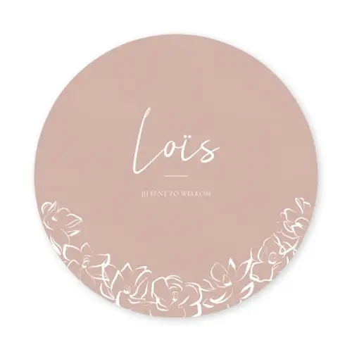 Bijzonder rond geboortekaartje met bloemen voor een meisje