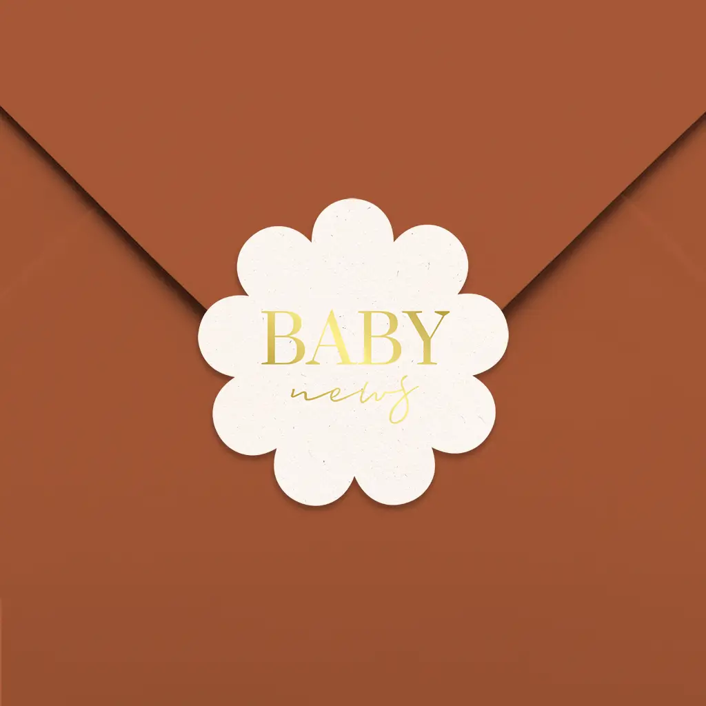 Goudfolie sluitsticker in de vorm van een bloem - per 20 stuks