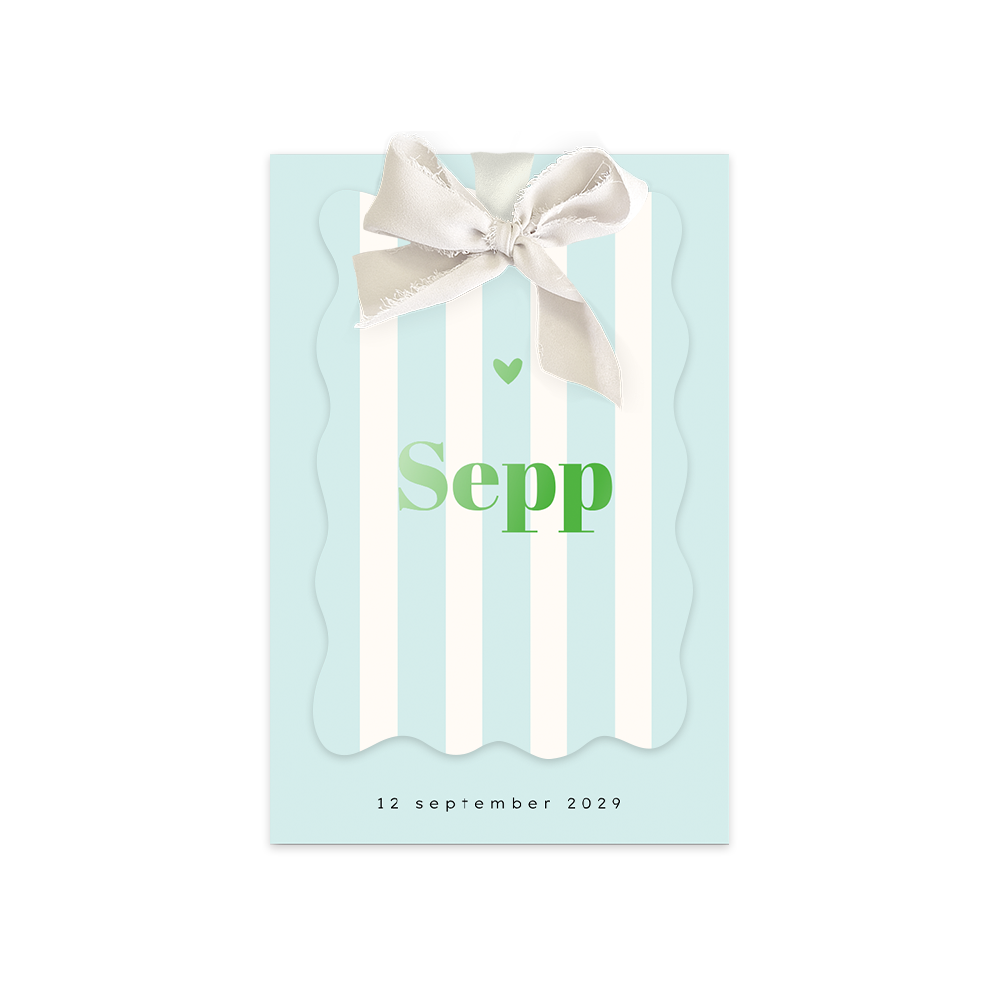 Label geboortekaartje jongen felle kleuren en strepen