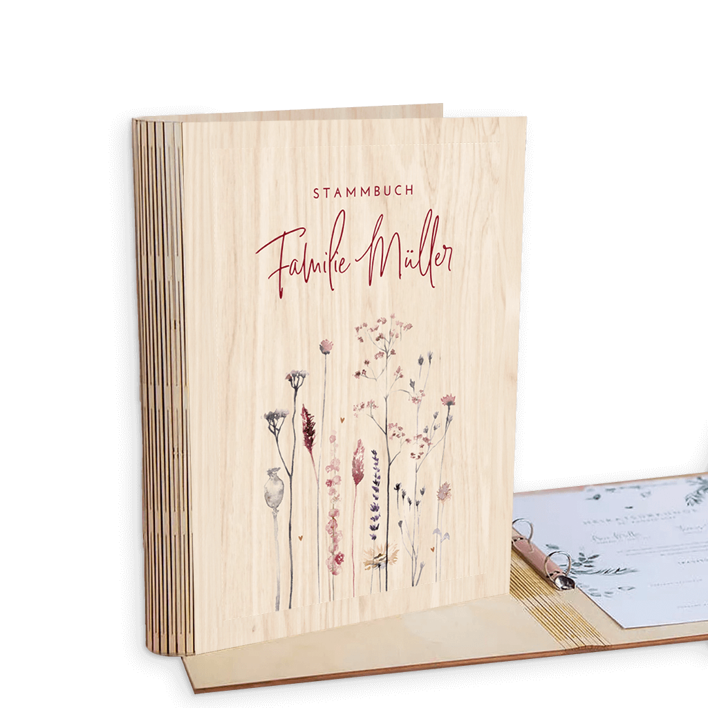 Stammbuch Hochzeit Holz Bohemian Flowers