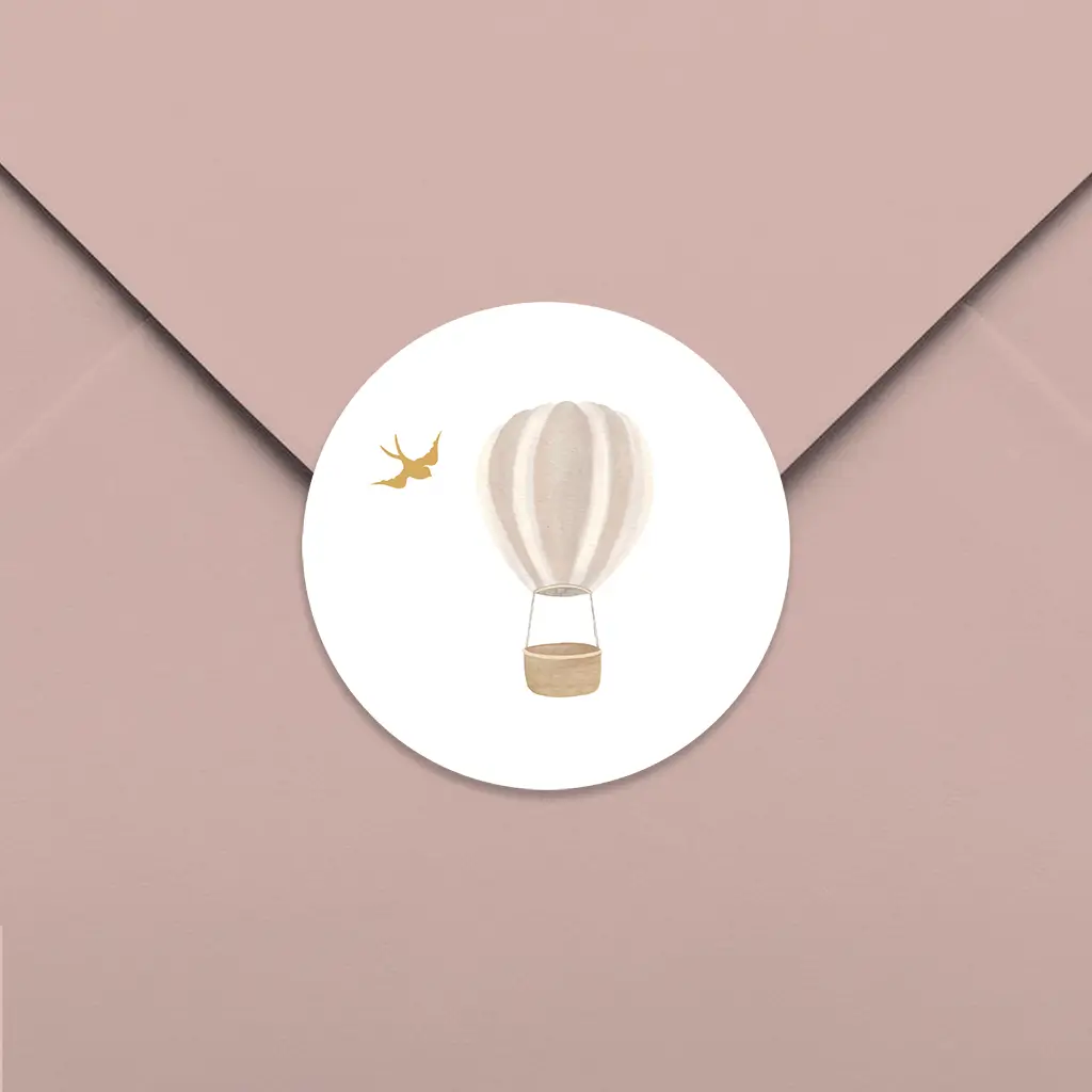 Sluitsticker met vogeltje en luchtballon - per 25 stuks