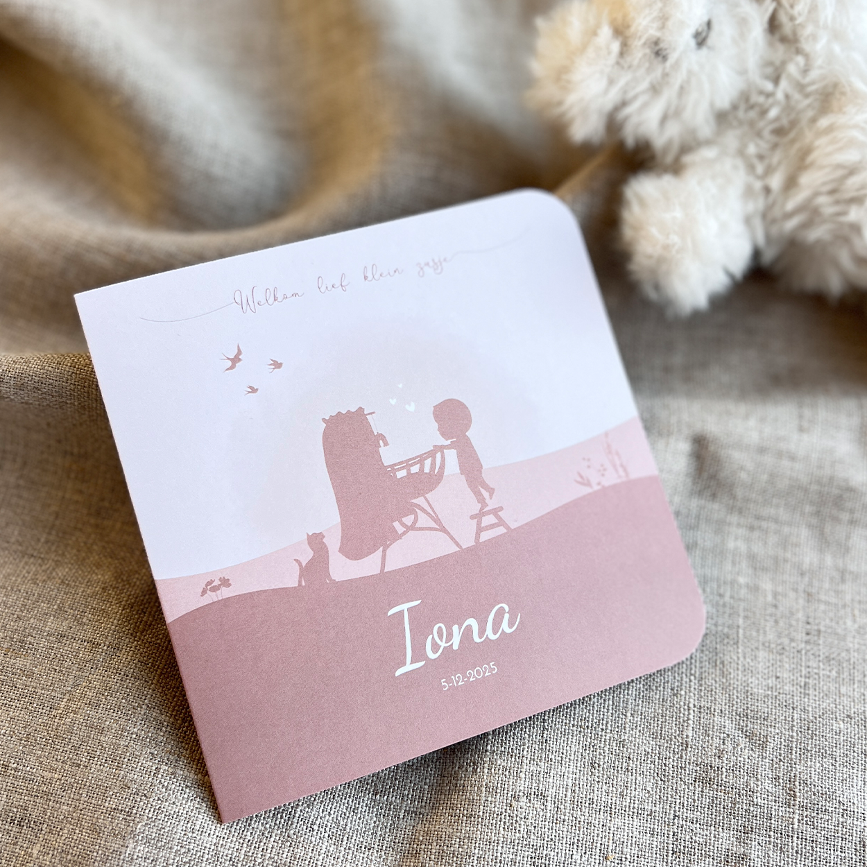 Geboortekaartje Kat Wiegje Silhouet