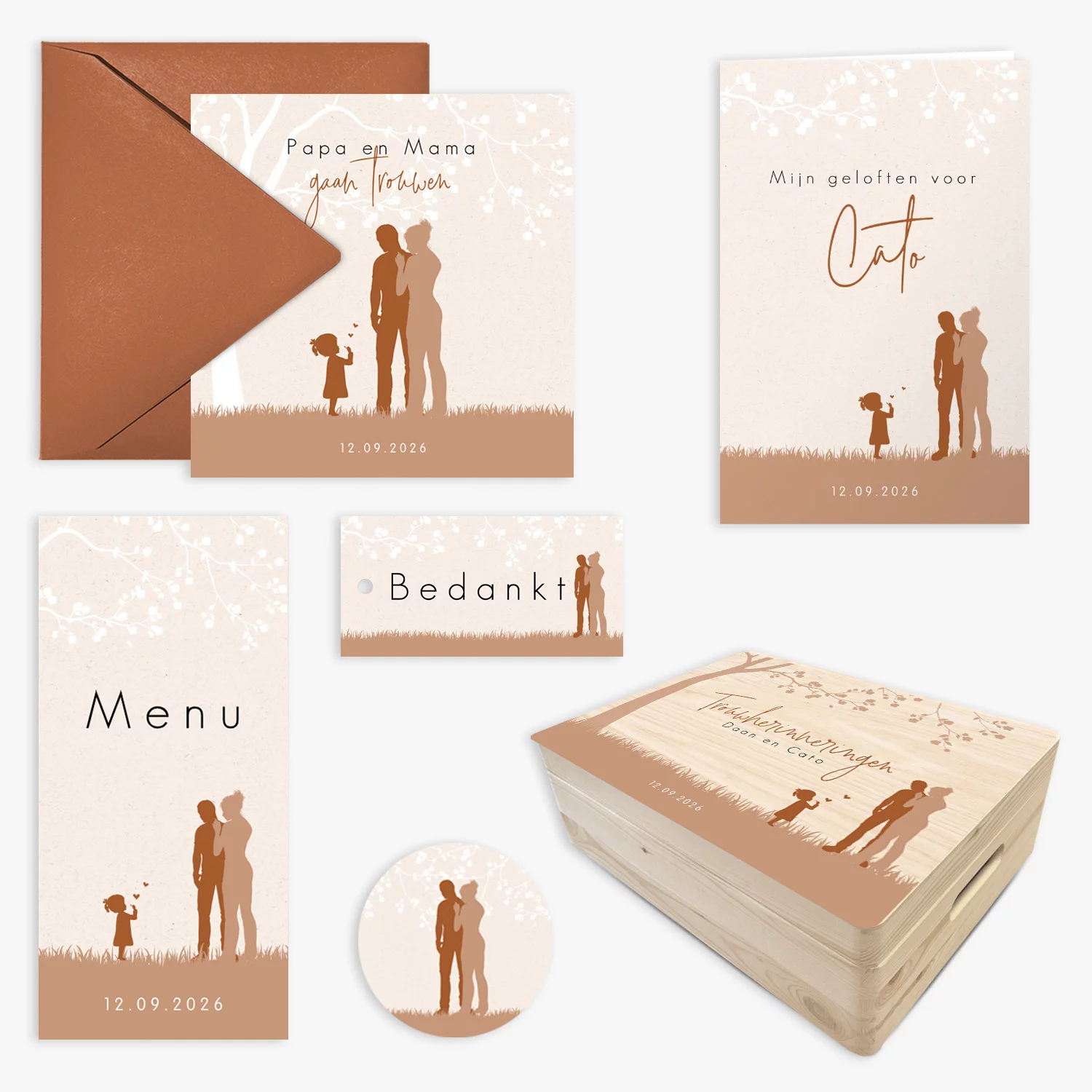 doorlink trouwkaarten set silhouet