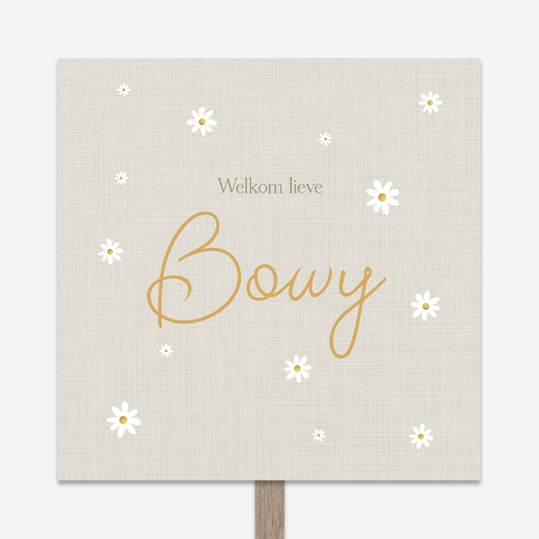 Geboortebord Meisje  Linnen Madeliefjes Bloemetjes
