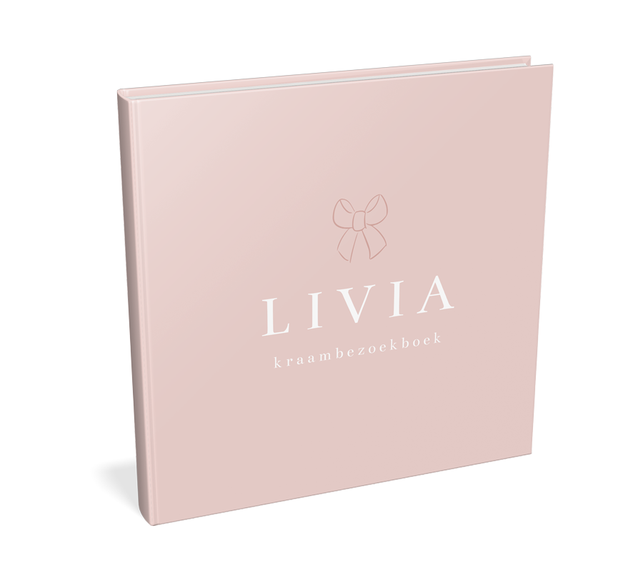 Roze kraambezoekboek met strikje