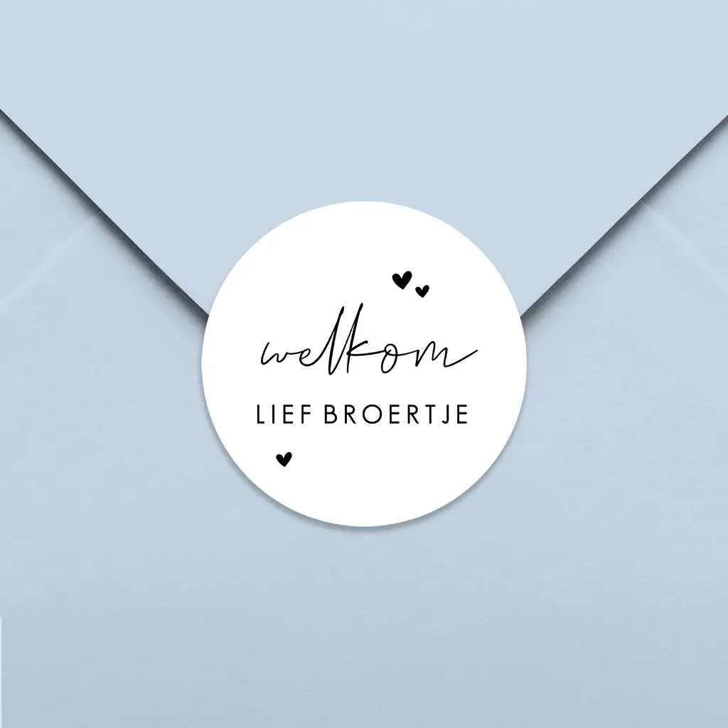 Bewerkbare sluitsticker voor broertje met hartjes - per 25 stuks