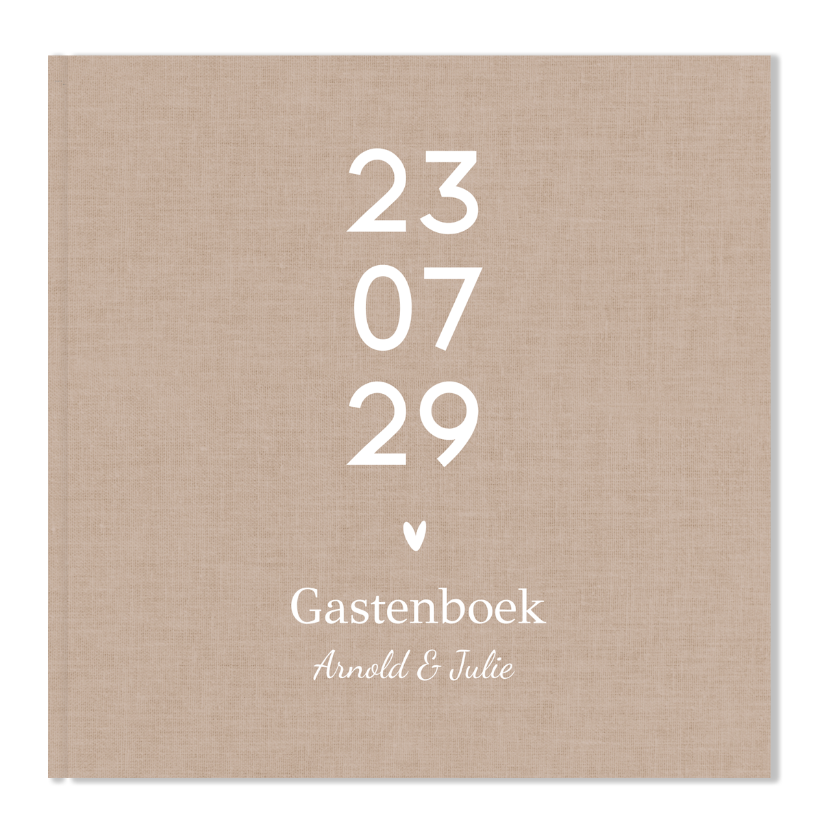 Gastenboek bruiloft beige linnenlook look
