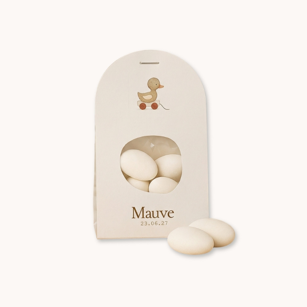 Doopsuiker wikkel neutraal speelgoed eendje okergeel